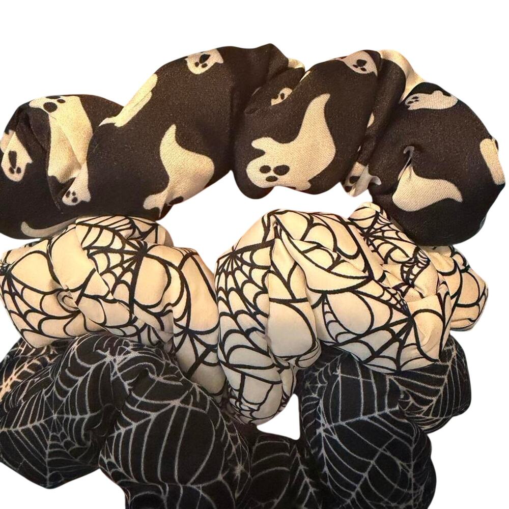 Kitsch Halloween Scrunchies 3-Pack – Ghost & Spiderweb Hair Accessories